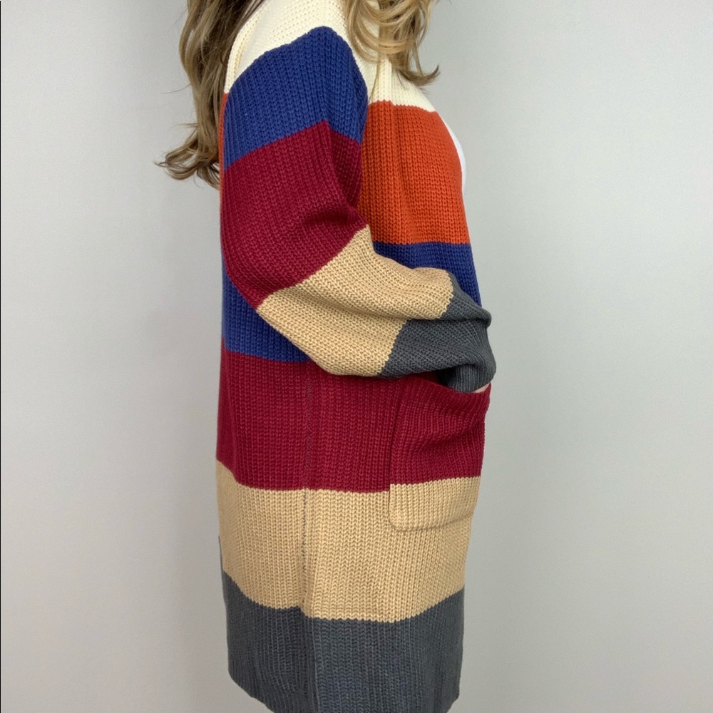 Free Spirit Bold Stripe Cardi S/M - Picture 3 of 8